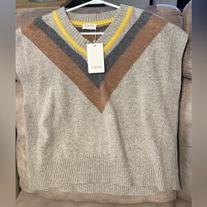 Fate V-Neck Sweater Vest in Beige, Brown, and Yellow